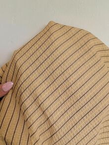 Siren Gaze 秋季女款條紋深V領修身長袖T恤，適合度假、派對、約會、節慶，Y2K風格，優雅休閒正式商務鄉村風 - 卡其色 - 查看 7