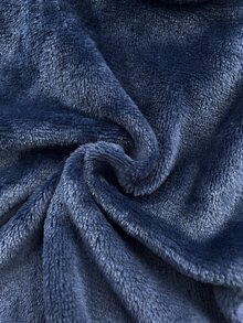 SHEIN 男嬰字母刺繡毛絨單排扣長袖上衣與長褲居家服 - 寶藍色 - 查看 3