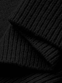 Dazy Plus Contrast Color Cold Shoulder Dropped Shoulder Long Sleeve Bowknot Loose Casual Versatile Pullover Sweater Spring Autumn New Arrival - Black - View 6
