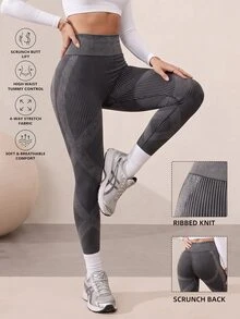 Easithlete Casual Minimalist Seamless Sports Leggings Yoga - Dark Grey - View 4