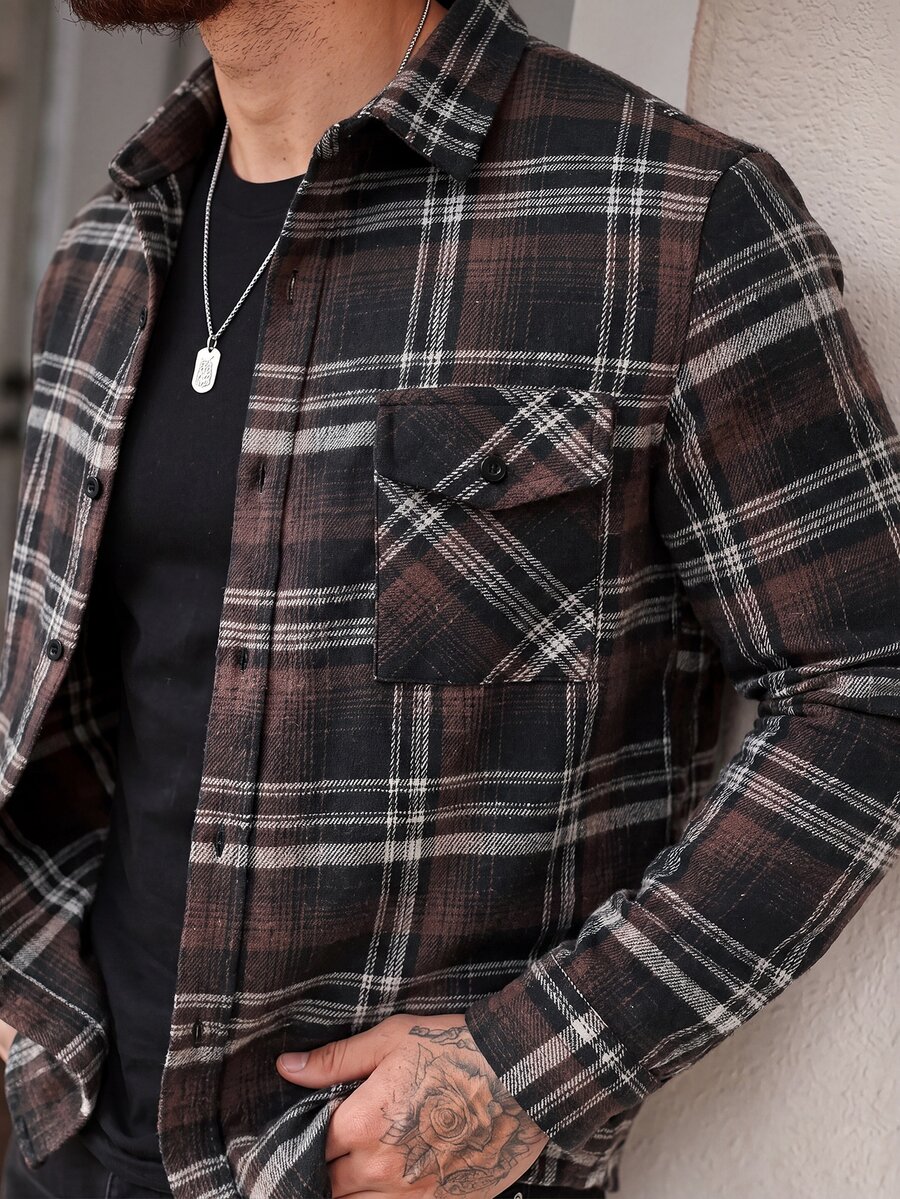 Manfinity Homme 男士格紋休閒百搭日常穿著襯衫 - 彩色 - 查看 1