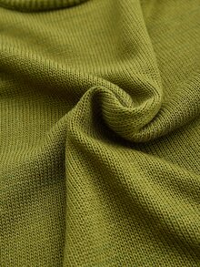 SHEIN Olive Green Heathered Knit Two Pieces Set With Collared Sweater And Wide Leg Pants - Green - View 10