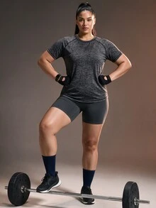 Powerista Women's Plus Size Fitted Short Sleeve Sports T-Shirt - Black - View 4