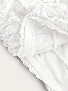 SHEIN ICON 女款純色多層荷葉邊時尚低腰裙褲 - 白色 - 查看 5