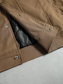 Manfinity Hypemode Men's Solid Color Brown Single-Breasted Casual Versatile Long Sleeve Jacket - Brown - View 12