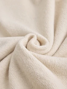 SHEIN طقم نسائي من قطعتين كاجوال بلون بيج حجري، كنزة فضفاضة بأزرار أمامية وبنطلون كنزة بساق واسعة - كريم - مشاهدة 9