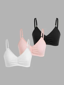 SHEIN 3PCS Teen Girls Bras And Bralettes - Multicolor - View 5