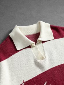 ROMWE MEN Men's Fashion Striped Contrast Color Long Sleeve Sweater Holiday - Multicolor - View 6
