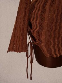 Amplova Women's Fashionable Daily Knit Backless Dress - Brown - View 8