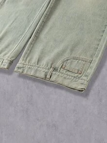 Manfinity Denimwave Men's Loose Wide Leg Light Wash Distressed Denim Jeans - Light Wash - View 6