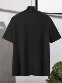 HypeHours Men's Solid Color Casual Daily Short Sleeve T-Shirt - Black - View 2
