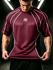 GymBeat Men's Spider Print Short Sleeve Casual Fitness Sports T-Shirt, Gym - Black - View 3