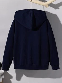 SHEIN 青少年男孩字母印花側條紋拉鍊連帽衛衣 - 彩色 - 查看 2