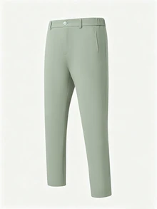Manfinity Mode Men's Solid Color Casual Everyday Travel Long Pants With Pockets - Olive Green - View 3