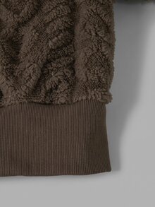SHEIN Jaket Hitam Lengan Panjang Berkerudung dengan Resleting untuk Remaja Perempuan, Gaya Halloween Musim Gugur - Coklat - View 7