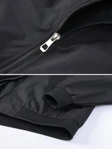 Gym Rark Autumn/Winter Men's Solid Color Baseball Jacket, Pilot Jacket, Men's Outerwear, Men's Top - Black - View 4