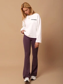 Athîral Women's Loose Round Neck Striped Long Sleeve Letter T-Shirt - White - View 4