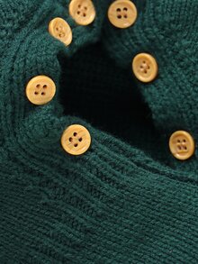 SHEIN 粉色嬰兒針織連身衣，精緻刺繡彼得潘領，連腳連身褲 3 件套，帽子 + 編織毯，新生兒套裝 - 墨綠色 - 查看 3