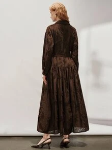Aveloria Modichic Gaun Midi Pesta Fashion Wanita - Coklat - View 3