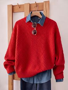 GlowEve Women's Solid Color Casual Versatile Everyday Sweater - Merry Berry - View 1