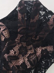 Velvienne Versatile Premium Contrast Lace Plus Size Women's Drawstring Waist Sweatpants - Black and White - View 7