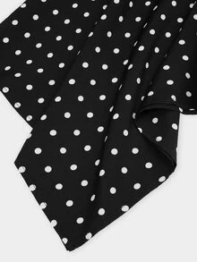 Sweetra Plus Size Women Polka Dot Pattern Asymmetrical Shoulder Top And Pants 2 Pieces Set - Black - View 15