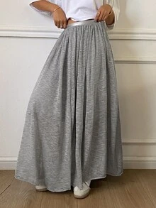 Livesso 女款極簡街頭風毛衣裙，休閒 - 灰色 - 查看 7