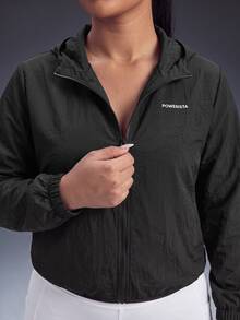 Powerista Women's Black Plus Size Woven Style Sports Jacket - Black - View 5