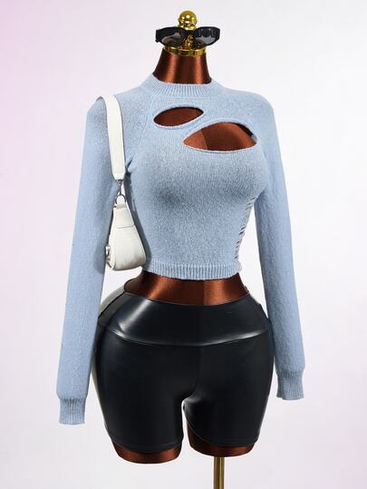 Mistrie Sweater Rajut Wanita Lengan Panjang Biru Kopi Bergaris Warna-warni Potongan Reguler Slim Fit Seksi Hot Girl untuk Liburan, Pesta, dan Kencan