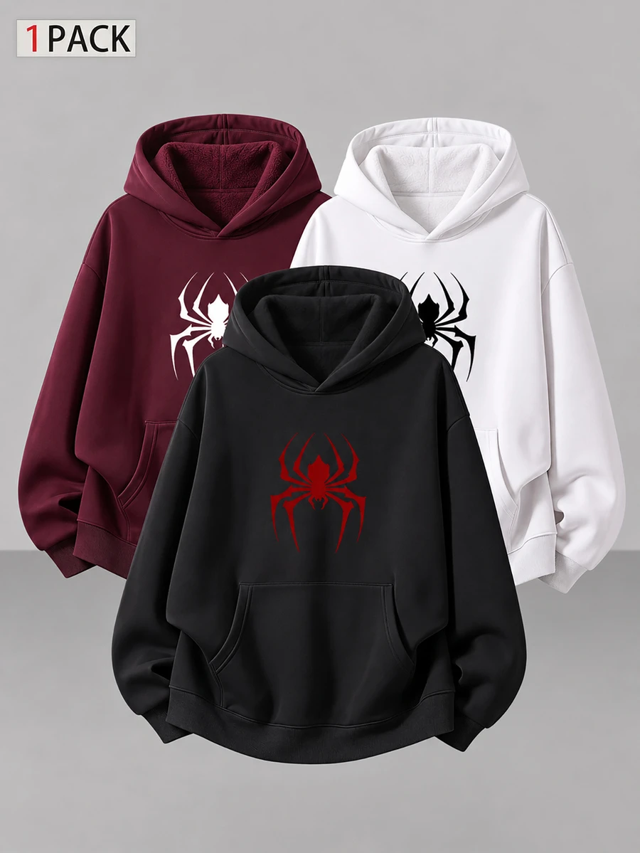 Gym Rark Men's Spider Pattern Casual Daily Wear Hooded Sports Sweatshirt - Black - View 1
