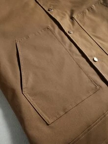 Manfinity Roghcode Men's Button Quilted Pocket Long Sleeve Jacket - Brown - View 6