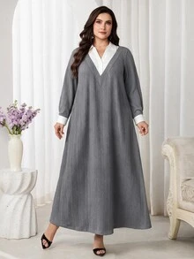 Veilorie Plus Size Women's 2 In 1 Patchwork Casual Everyday Sweatshirt - Grey - View 8