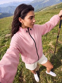 Exploreva Women's Long Sleeve Zipper Front Casual Outdoor Regular Jacket - Pink - View 7