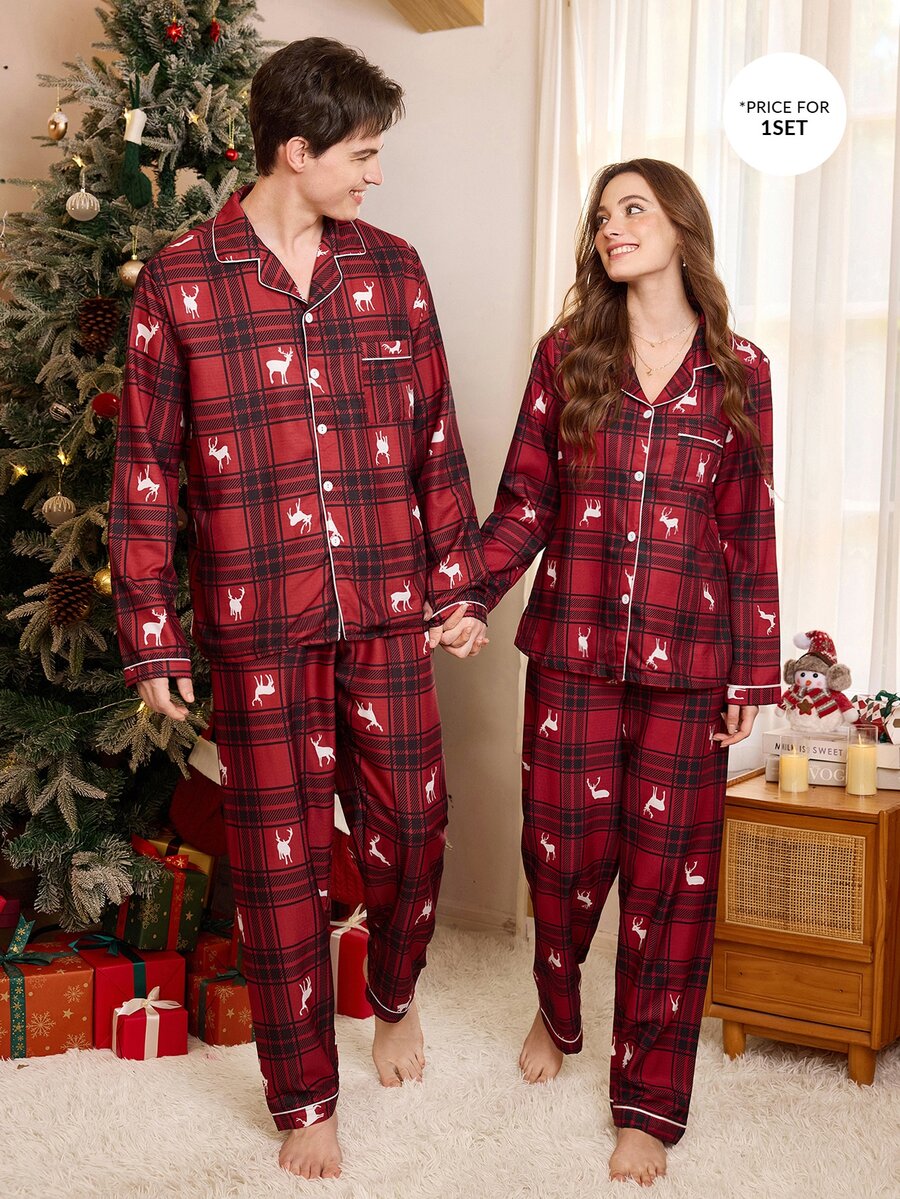 CoupledUp Christmas Long Sleeve Long Pants Men's Loungewear - Multicolor - View 1