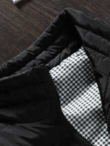 Manfinity Homme Men's Star Pattern Printed Zipper Winter Vest Jacket - Black - View 3