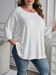 SHEIN CURVE+ 2PCS Plus Size T-Shirts - Black and White - View 7