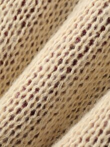 Livesso Autumn/Winter Khaki Round Neck Button Cable Knit Long Sleeve Slim Fit Ribbed Cardigan For Women - Khaki - View 7