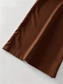 GlowEve Fashionable Elegant Commute 2 In 1 Cold Shoulder Round Neck Tank Top Wide Leg Pants Jumpsuit - Brown - View 5