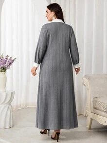Veilorie Plus Size Women's 2 In 1 Patchwork Casual Everyday Sweatshirt - Grey - View 2