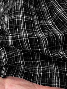 Rusticease Setelan Kasual Sehari-hari Wanita: Atasan Lengan Panjang dan Celana Motif Kotak-kotak - Hitam - View 7