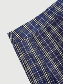 Sweetra Plus Size Korean Style Plaid Pleated Mini Skirt, Preppy - Multicolor - View 4