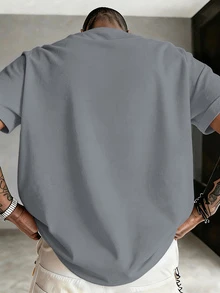 Manfinity Homme Men's Plus Size Classic Motorcycle Graphic Light Gray Fitted T-Shirt, Suitable For Daily Wear And Gatherings - Light Grey - View 2
