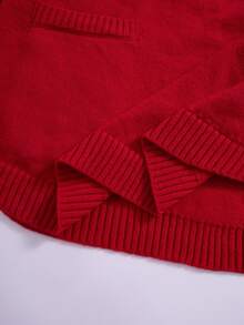 Rusticease Plus Size Red Ribbed Round Neck Long Sleeve Sweater Cozy Casual Fall Winter 2026 - Red - View 16