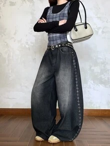 DAZY Women's Loose Washed Versatile All-Season Korean Style Casual Denim Jeans Fall - Grey - View 5