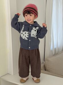 DAZY Celana Kasual Lebar Warna Polos untuk Bayi/Balita (Laki-laki) Musim Gugur/Dingin - Coffee Brown - View 4