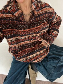 DAZY Women's Multi-Color Striped Hooded Loose Pullover Long Sleeve Casual Retro Sweatshirt - Multicolor - View 5