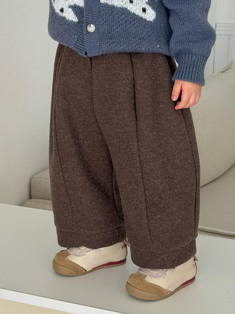DAZY Celana Kasual Lebar Warna Polos untuk Bayi/Balita (Laki-laki) Musim Gugur/Dingin - Coffee Brown - View 1