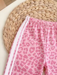 Infant Girls Round Neck Long Sleeve Pullover Sweatshirt + Straight Leg Sweatpants - Multicolor - View 3