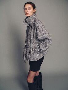 MOTF PREMIUM WOMEN'S BUTTON POCKET TWEED OVERCOAT - Black - View 6