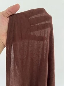 Coolane Women's Solid Color Asymmetrical Shoulder Casual Daily Long Sleeve T-Shirt - Brown - View 5